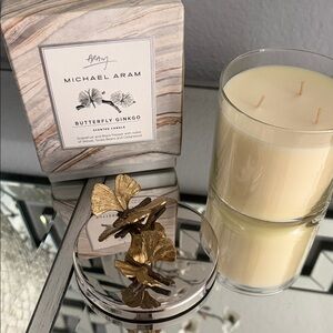 Michael Aram Butterfly Ginkgo Candle with Gold and Cream